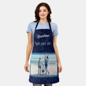 Chic Personalisiert Foto Text Oma Geschenk Blau Schürze (Getragen)