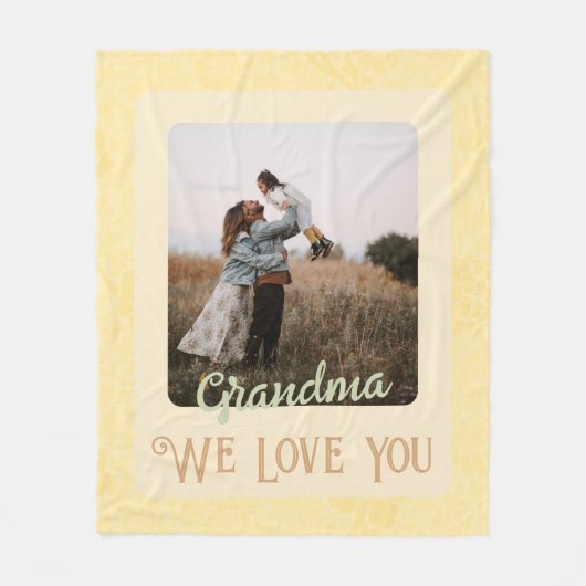 Chic Personalisiert Foto Text Oma Geschenk Gelb Fleecedecke (Vorderseite)