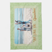 Chic Personalisiert Foto Text Oma Geschenk Grün Geschirrtuch (Vertikal)