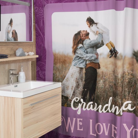 Chic Personalisiert Foto Text Oma Geschenk Rot Duschvorhang
