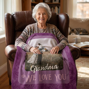 Chic Personalisiert Foto Text Oma Geschenk Rot Fleecedecke