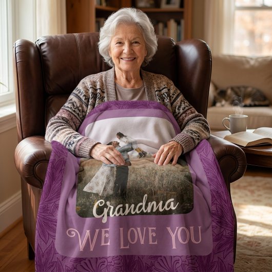 Chic Personalisiert Foto Text Oma Geschenk Rot Fleecedecke