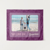 Chic Personalisiert Foto Text Oma Geschenk Rot Wandteppich (Vorderseite (Horizontal))