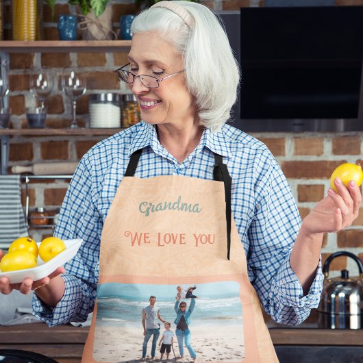 Chic Personalisiert Foto Text Orange Großmutter-Ge Schürze