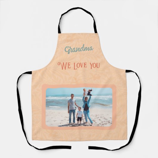 Chic Personalisiert Foto Text Orange Großmutter-Ge Schürze (Vorderseite)