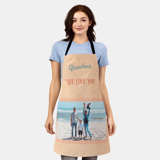 Chic Personalisiert Foto Text Orange Großmutter-Ge Schürze (Getragen)