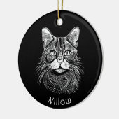 Chic personalisiert Hand gezeichnet schwarz-weiß Keramik Ornament (Links)