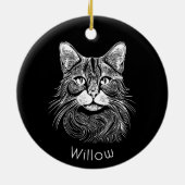 Chic personalisiert Hand gezeichnet schwarz-weiß Keramik Ornament (Hinten)