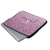 Chic Personalisiert Lila Sparkle-Glitzer Monogramm Laptopschutzhülle (Vorne Knopf)