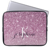 Chic Personalisiert Lila Sparkle-Glitzer Monogramm Laptopschutzhülle (Vorderseite)