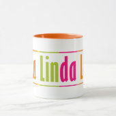 Chic Personalisiert "Linda" Name Farbenfrohe Strei Tasse (Zentrum)