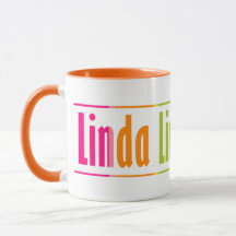Chic Personalisiert "Linda" Name Farbenfrohe Strei