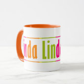 Chic Personalisiert "Linda" Name Farbenfrohe Strei Tasse (Vorderseite Links)