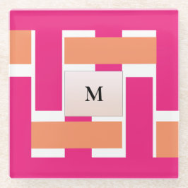 Chic Personalisiert Monogram Feminine Stripmuster Glasuntersetzer