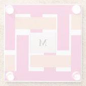 Chic Personalisiert Monogram Feminine Stripmuster Glasuntersetzer (Rückseite)