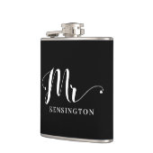 Chic Personalisiert Mr. Newlywed Typografy Flachmann (Links)