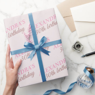 Chic Personalisiert Name Age Blush Pink Geburtstag Geschenkpapier