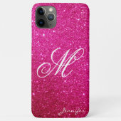 Chic Personalisiert rosa magenta Glitzern Glitzer Case-Mate iPhone Hülle (Rückseite)