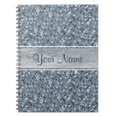 Chic-personalisierte Imitatblaue Sequins-silberne Notizblock (Vorderseite)