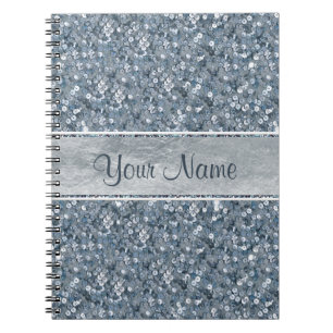 Chic-personalisierte Imitatblaue Sequins-silberne Notizblock