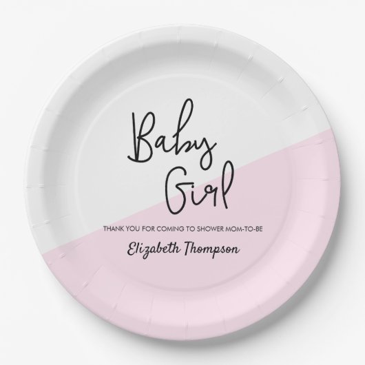 Chic Personalization Baby Girl Dusche Teller (Vorderseite)