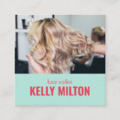 Chic Personalize Foto Friseur Barber Salon Quadratische Visitenkarte (Vorderseite)