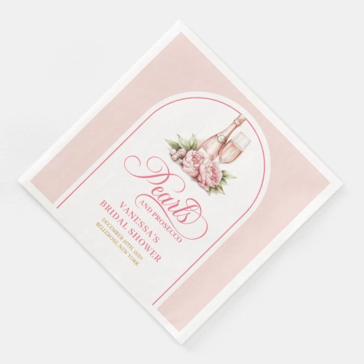 Chic Personalized Pearls and Prosecco Napkins Serviette (Ecke)
