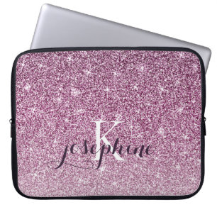 Chic Personalized Purple Sparkle Glitter Monogram Laptopschutzhülle