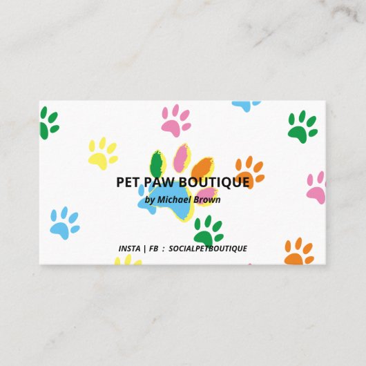 Chic Pet Paws farbenfroh Visitenkarte (Vorderseite)