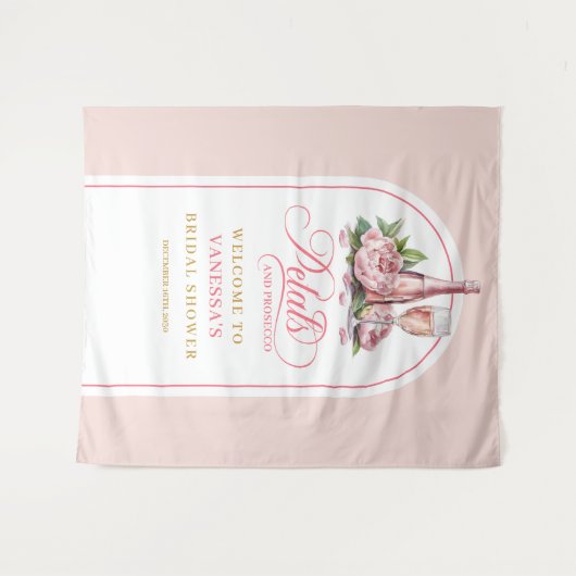 Chic petals and prosecco bridal shower tapestry wandteppich (Vorderseite (Horizontal))