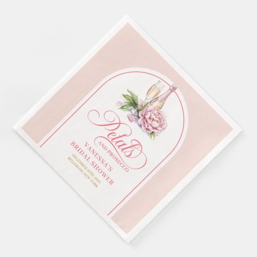 Chic Petals and Prosecco Personalized Name Napkins Serviette (Ecke)