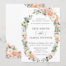 Chic Pfirsich Blush Elfenbeinblumenblumenbeißung