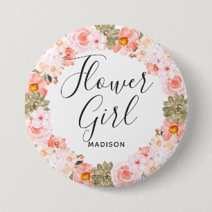 Chic Pfirsich Minze Moderne Florale Kranz Blumenmä Button