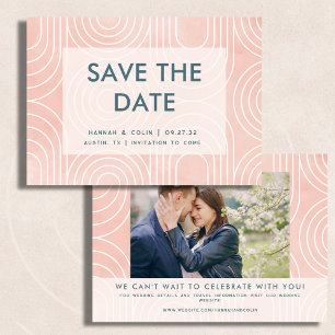 Chic Pfirsich-Ovale und Kreise Hochzeit Save The Date