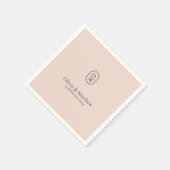 Chic Pfirsich Rosa Moderne Hochzeitsmonogramm-Hoch Serviette (Ecke)