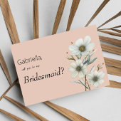 Chic pfirsichweiße Minze Blütenfeder Bridesmaid Einladung