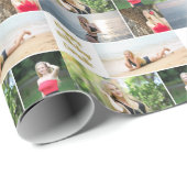 Chic Photo Collage Happy Birthday Gold Script Geschenkpapier (Rolleneckpunkt)