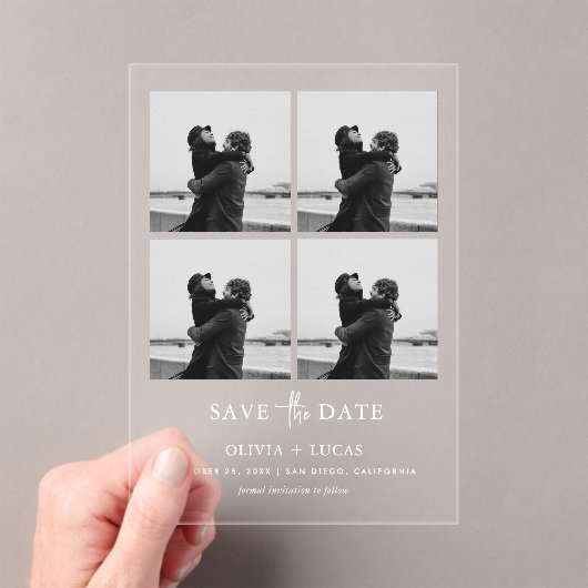 Chic Photo Collage Wedding Save The Date Acryleinladungen (Insitu (Handheld))