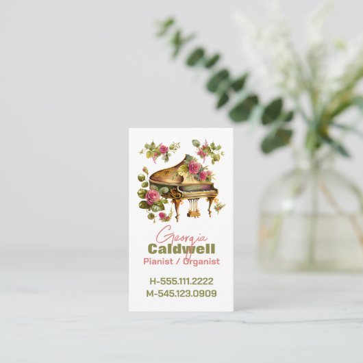 Chic Pianist Wasserfarbenkunst Visitenkarte (Stehend Vorderseite)