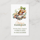 Chic Piano Teacher Watercolor Art Visitenkarte (Vorderseite)