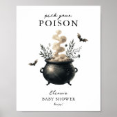 Chic 'Pick your Poison' Halloween Drinks Sign Poster (Vorne)