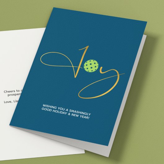 Chic Pickleball "Joy" Blue Christmas Feiertagskarte