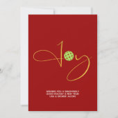 Chic Pickleball "Joy" Red Christmas Feiertagskarte (Vorderseite)