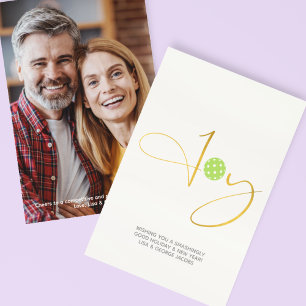 Chic Pickleball "Joy" Weißes Weihnachtsfest Foto Feiertagskarte