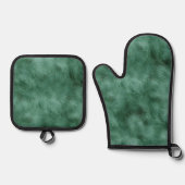 Chic Pine Aquamarin Green Ofenhandschuh & Topflappen-Set (Vorderseite)