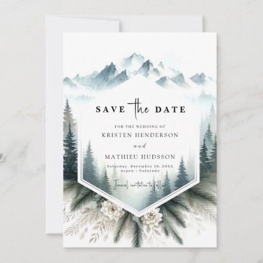 Chic Pine Mountain Wedding Save The Date (Vorderseite)