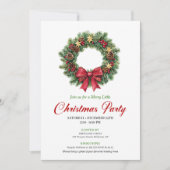 Chic Pine Wreath Festive Christmas Party Invite Einladung (Vorderseite)