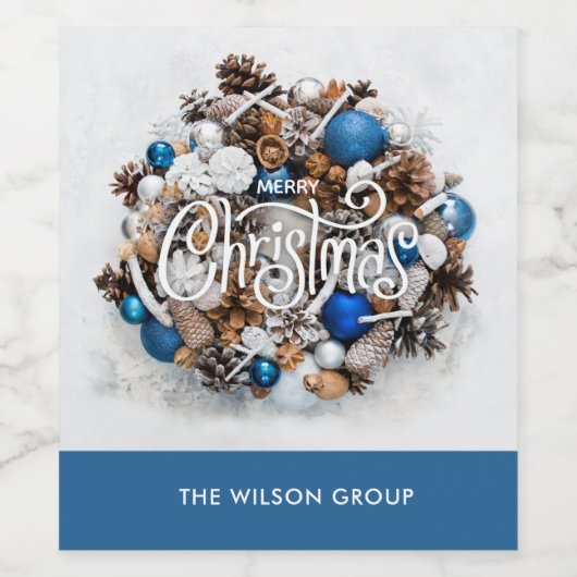 Chic Pine Wreath Weihnachtsgeschenk Weinetikett (Einzelnes Label)