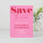 Chic Pink 47. Geburtstagseinladungen Save the Date Einladung (Stehend Vorderseite)