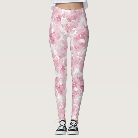 Chic Pink Abstrakt Leggings (Vorderseite)